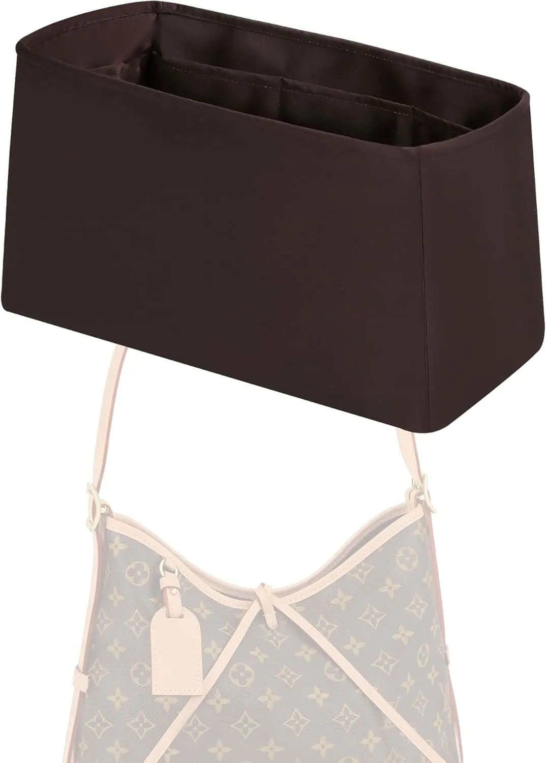 Purse Handbag Silky Organizer Insert Keep Bag Shape Fits LV Caryyall PM/MM bags, Luxury Handbag Tote Lightweight Sturdy(Carryall PM,Coffee Brown)