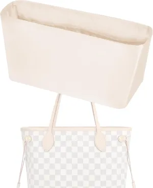 Purse Handbag Silky Organizer Insert Keep Bag Shape Fits LV-Neverfull-PM/MM/GM Bags, Luxury Handbag Tote Lightweight Sturdy(Craie, Neverfull-MM)