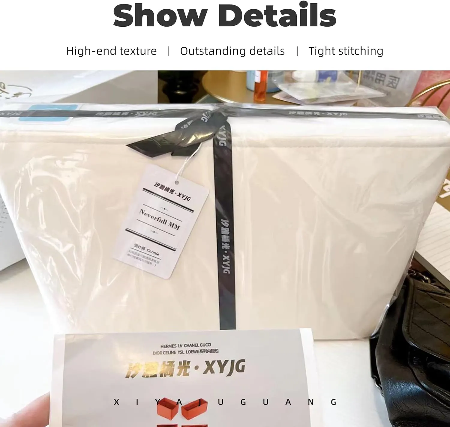 Purse Handbag Silky Organizer Insert Keep Bag Shape Fits LV-Neverfull-PM/MM/GM Bags, Luxury Handbag Tote Lightweight Sturdy(Craie, Neverfull-MM)