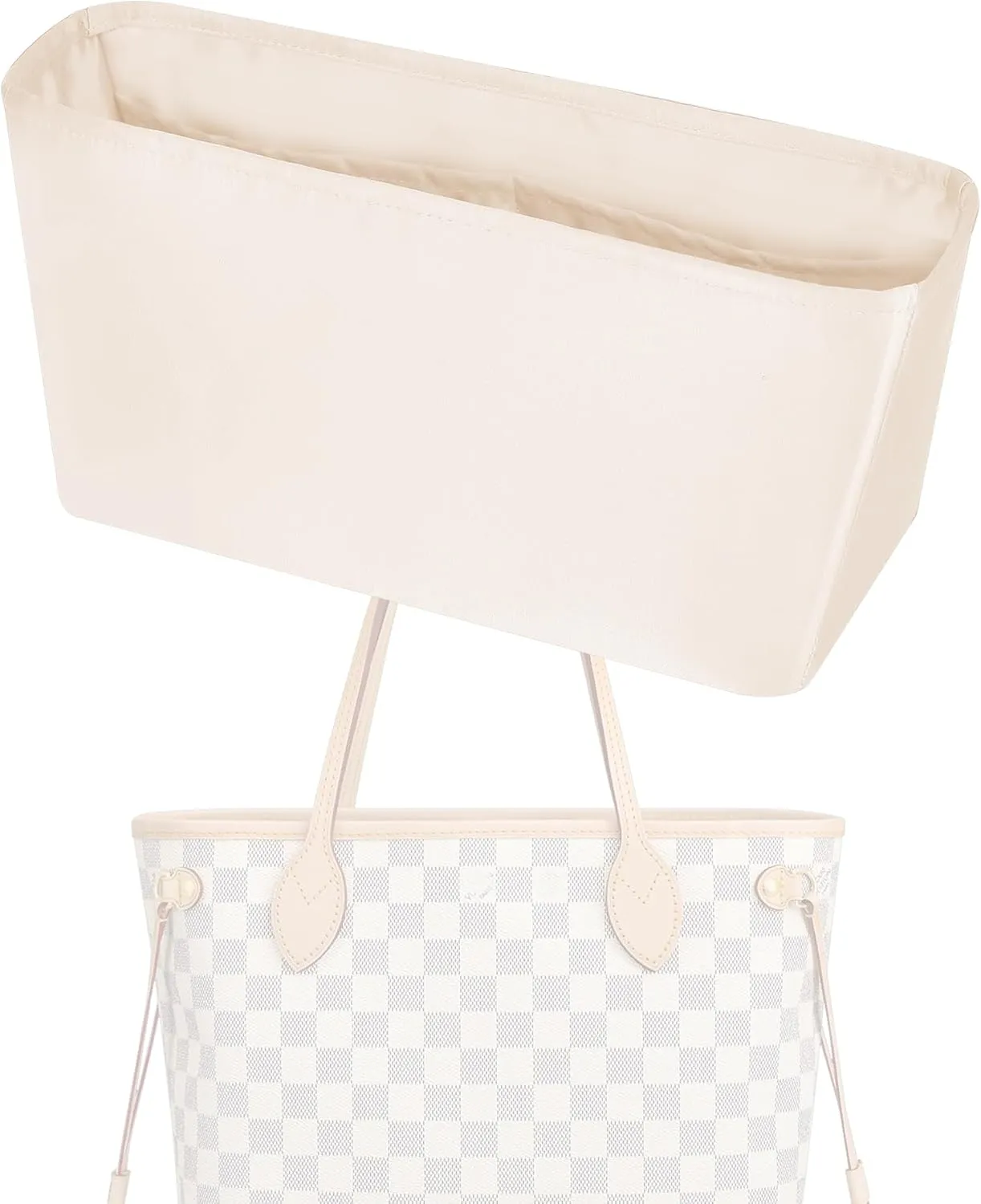 Purse Handbag Silky Organizer Insert Keep Bag Shape Fits LV-Neverfull-PM/MM/GM Bags, Luxury Handbag Tote Lightweight Sturdy(Craie, Neverfull-MM)
