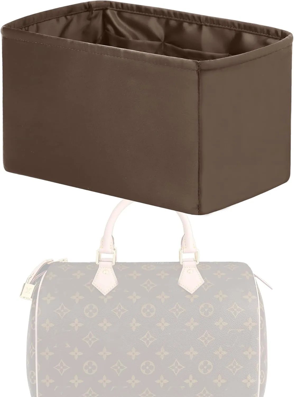 Purse Handbag Silky Organizer Insert Keep Bag Shape Fits LV Speedy 16/20/25/30/35/45 bags, Luxury Handbag Tote Lightweight Sturdy(Etoupe grey, Speedy 25)
