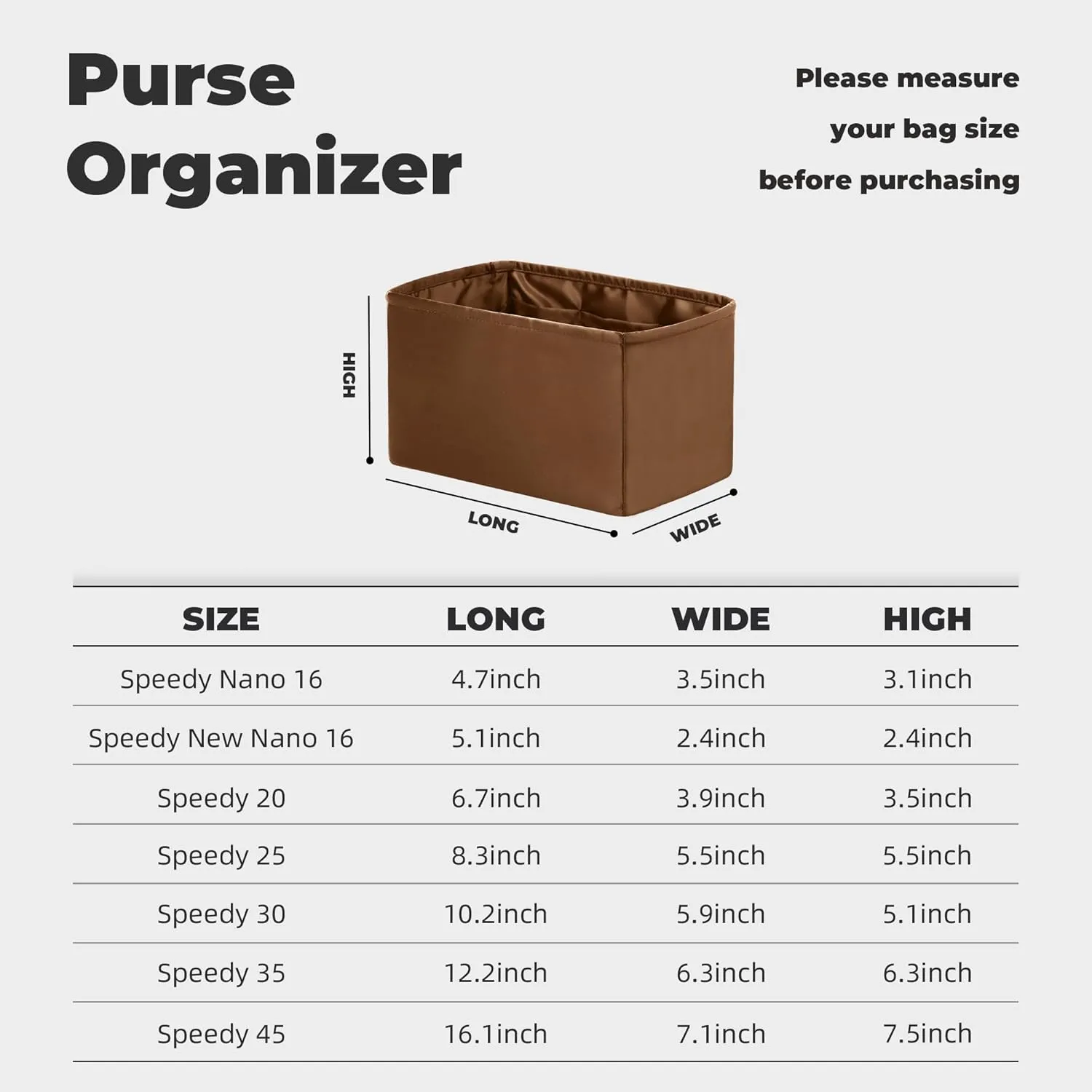 Purse Handbag Silky Organizer Insert Keep Bag Shape Fits LV Speedy 16/20/25/30/35/45 bags, Luxury Handbag Tote Lightweight Sturdy(Gold, Speedy 25)