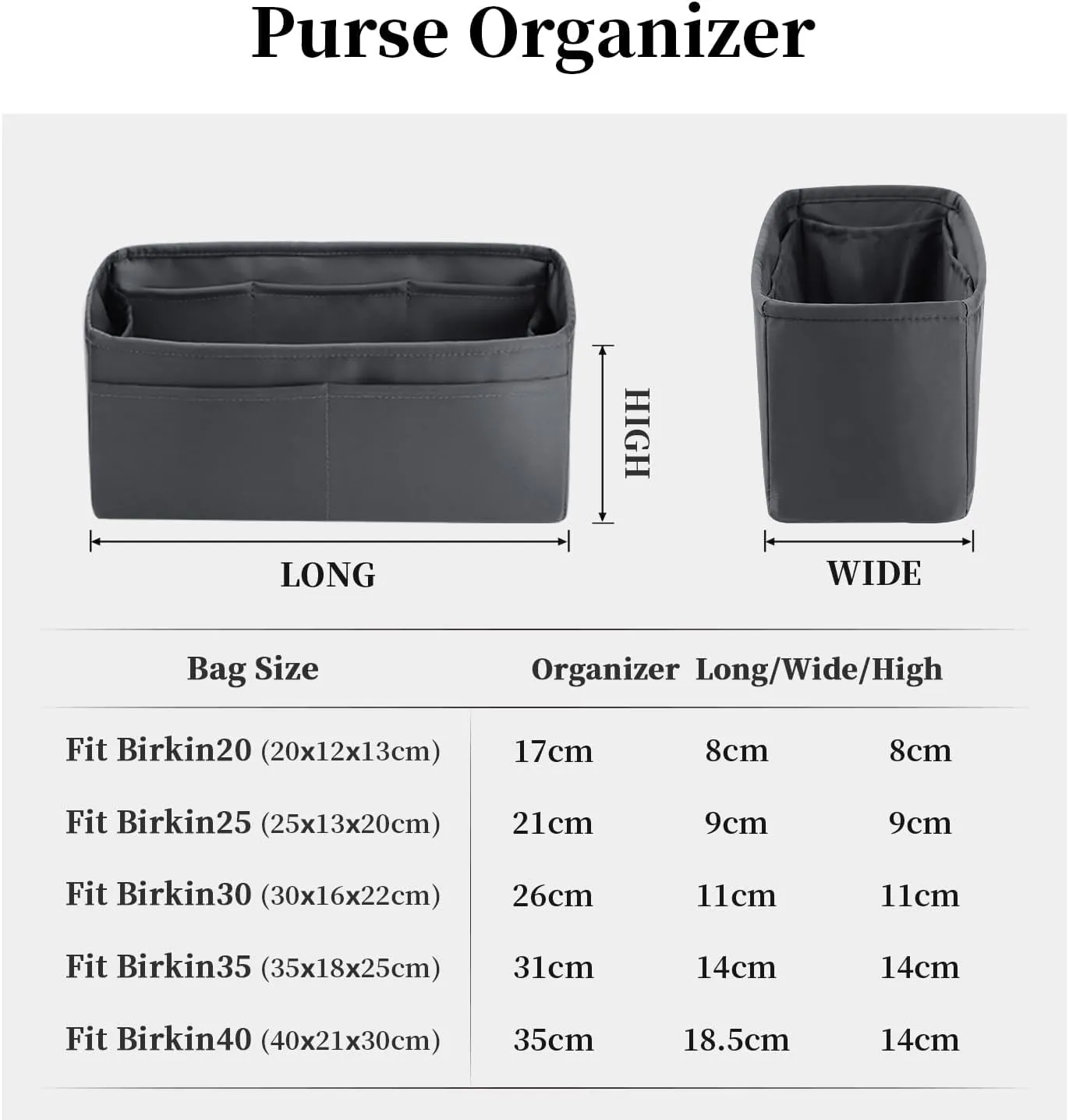 Purse Organizer Insert for Birkin 25/30/35/40, Satin Bag Insert Compatible with Hermes, Lightweight and Soft Touch Inner Bag for Women Luxury Handbags, Multicolor Options(Grismeyer, BK25 Retourné)