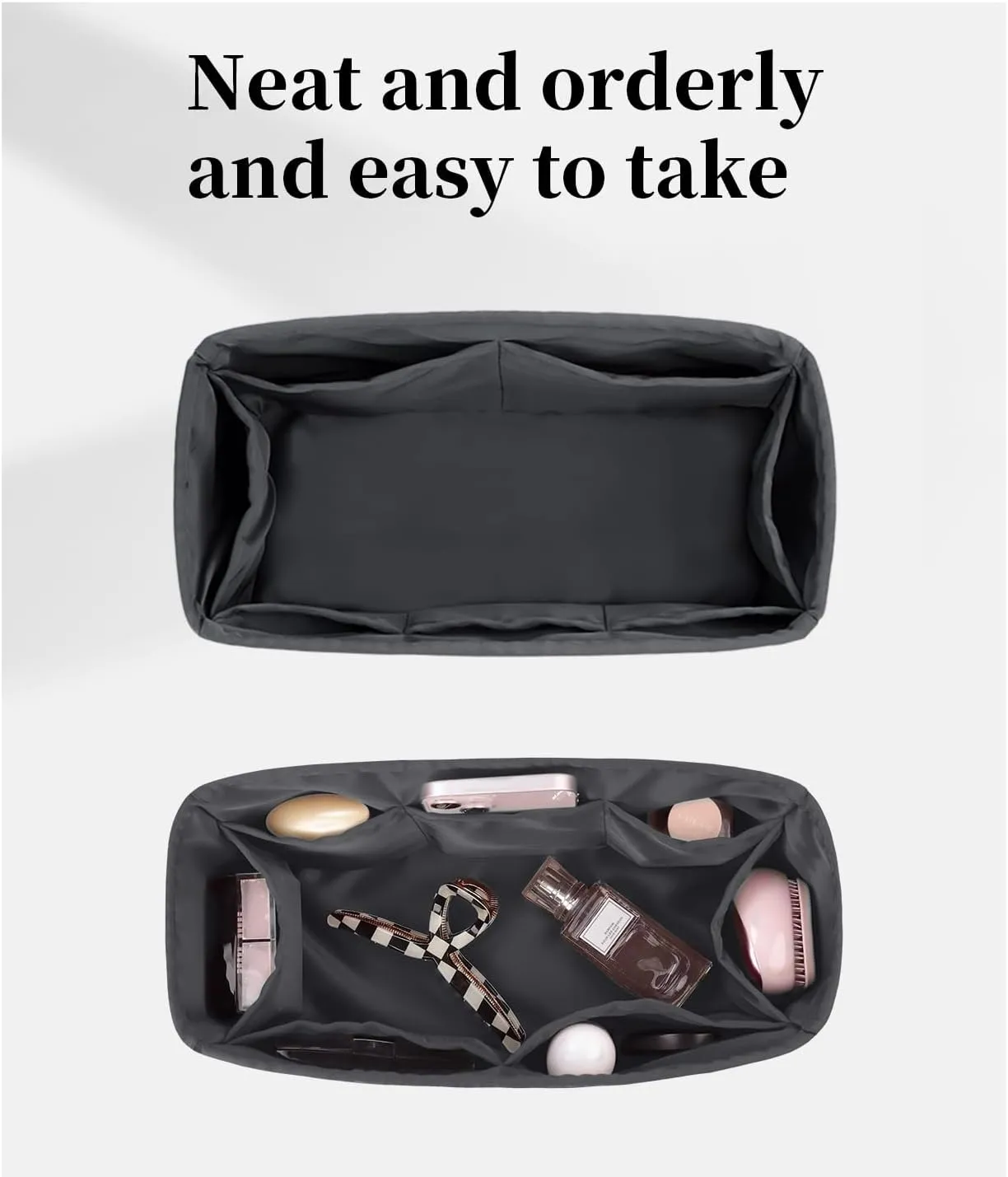 Purse Organizer Insert for Birkin 25/30/35/40, Satin Bag Insert Compatible with Hermes, Lightweight and Soft Touch Inner Bag for Women Luxury Handbags, Multicolor Options(Grismeyer, BK25 Retourné)