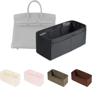 Purse Organizer Insert for Birkin 25/30/35/40, Satin Bag Insert Compatible with Hermes, Lightweight and Soft Touch Inner Bag for Women Luxury Handbags, Multicolor Options(Grismeyer, BK25 Retourné)
