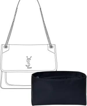 Purse Organizer Insert for YSL Niki Large Bags,Black,Luxury Bags Storage with Silk, Lightweight Shaper for Daily Use, Pockets Large Capacity.