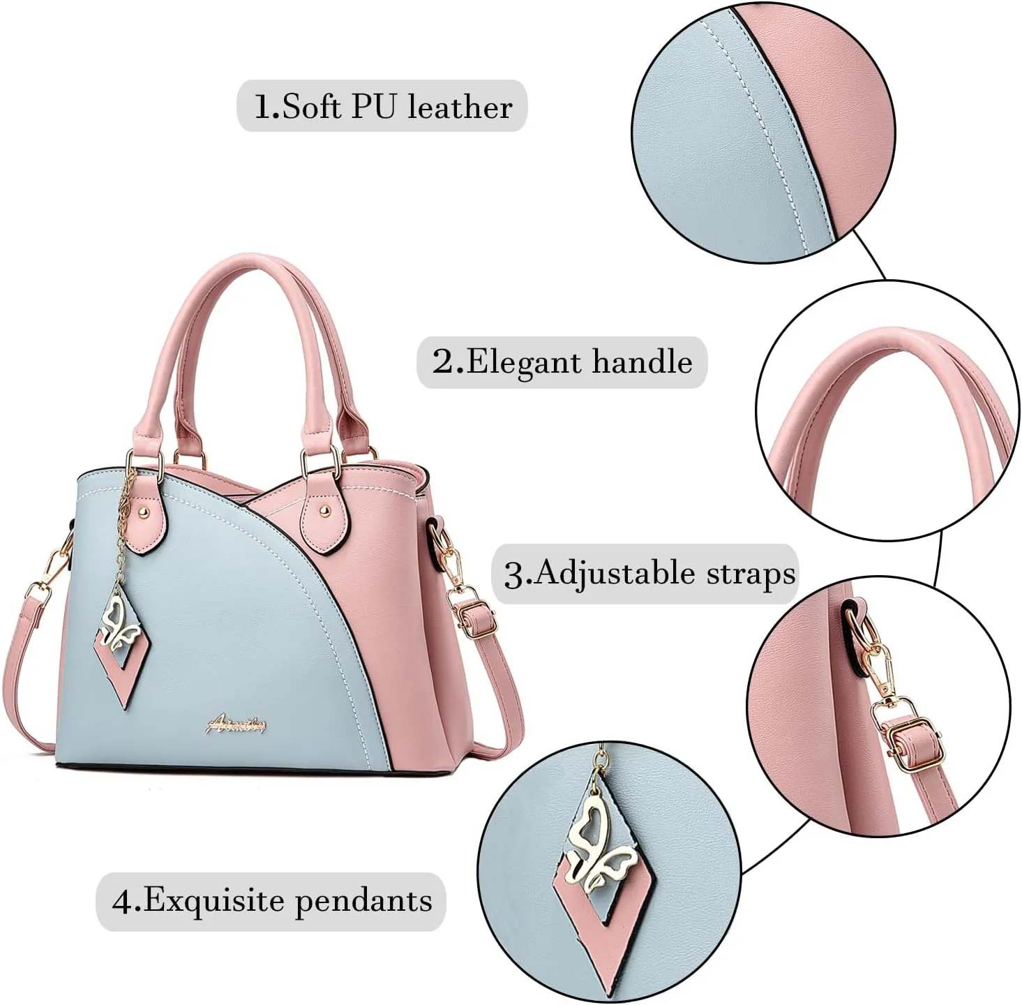Purses and Handbags for Women Tote PU Leather Ladies Satchel Top Handle Crossbody Shoulder Bag
