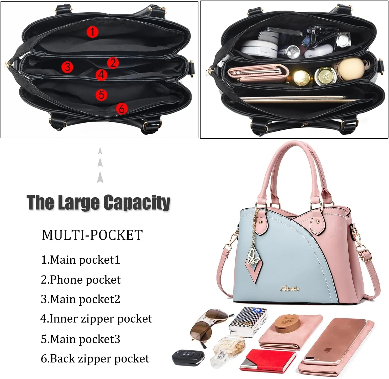Purses and Handbags for Women Tote PU Leather Ladies Satchel Top Handle Crossbody Shoulder Bag