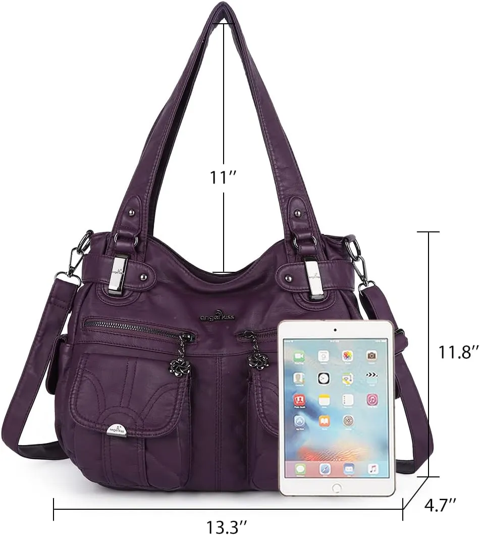 Purses and Handbags Women Tote Shoulder Top Handle Satchel Hobo Bags Fashion Washed Leather Purse
