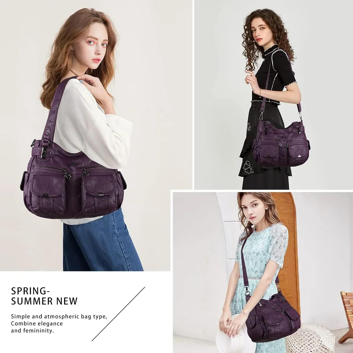 Purses and Handbags Women Tote Shoulder Top Handle Satchel Hobo Bags Fashion Washed Leather Purse