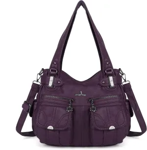 Purses and Handbags Women Tote Shoulder Top Handle Satchel Hobo Bags Fashion Washed Leather Purse