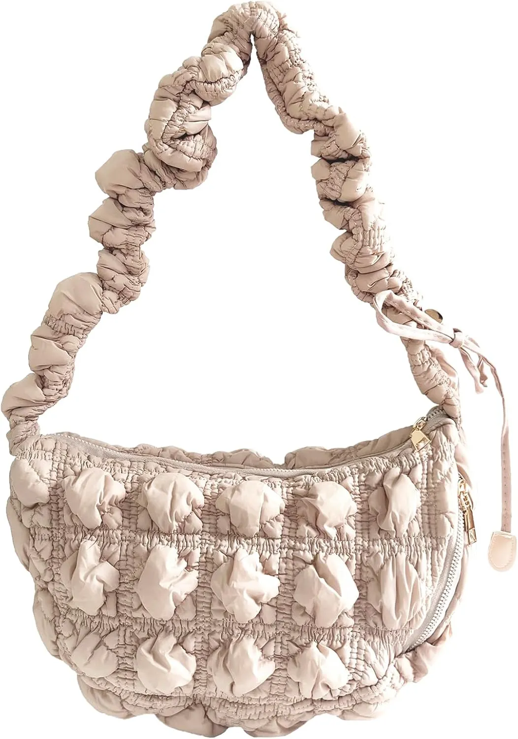 Quilted Small Bag,Adjustable Shoulder Strap Puffer Crescent Crossbody Bags Lightweight Hobo Handbag Puff Purse