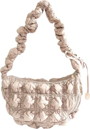Quilted Small Bag,Adjustable Shoulder Strap Puffer Crescent Crossbody Bags Lightweight Hobo Handbag Puff Purse