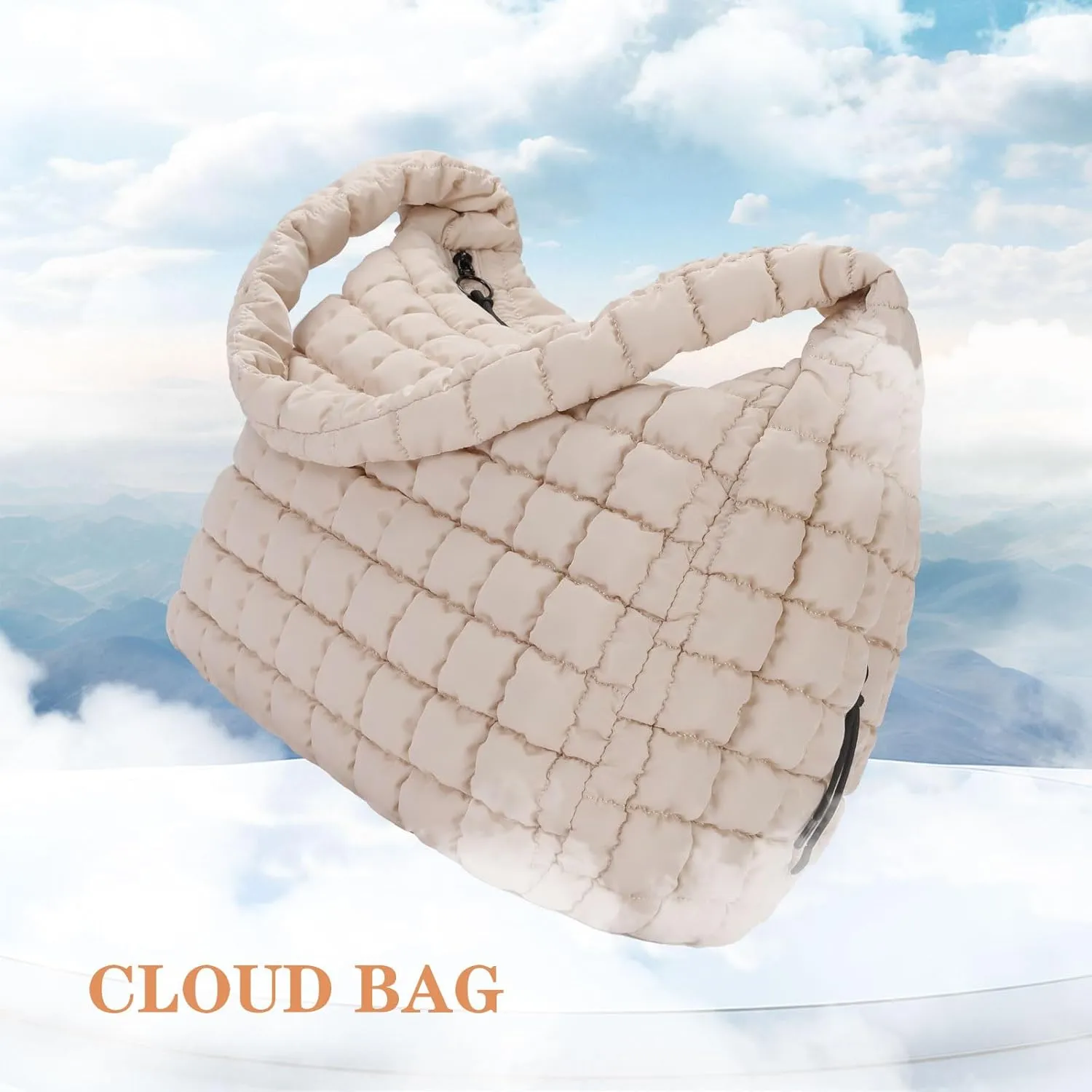 Quilted Tote Bag, Large Carryall Shoulder Hobo Bag, Lightweight Puffer Design
