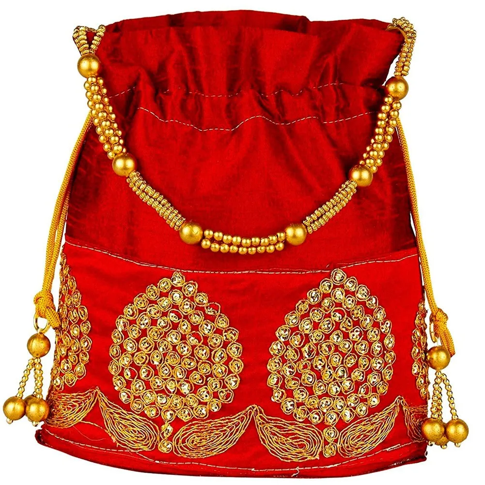Rajasthani Potli Bag For Wedding Satchel Bag For Women And Girls Combo Of 4 Potli Bag Red Blue Pink Yellow