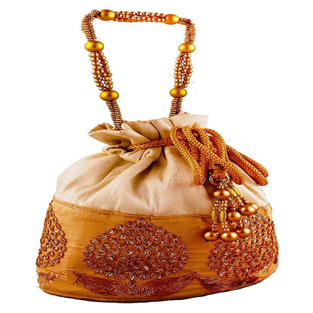 Rajasthani Potli Bag For Wedding Satchel Bag For Women And Girls Golden