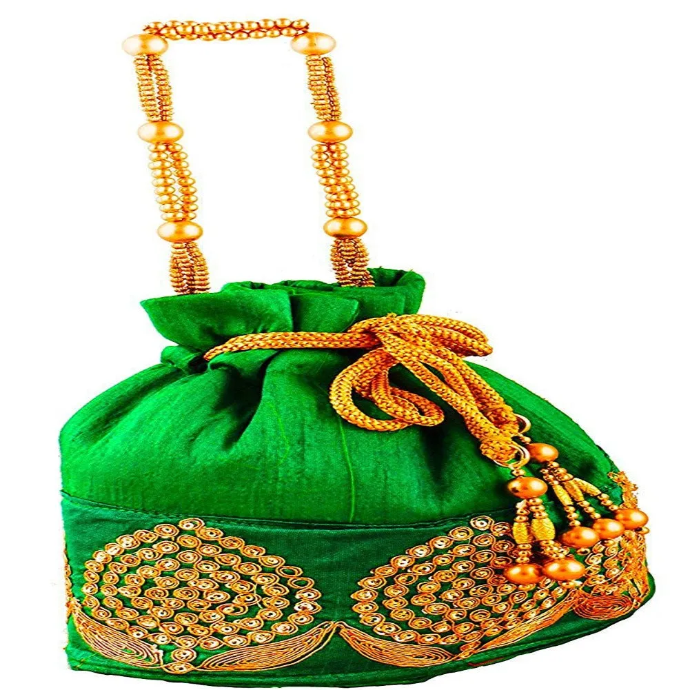 Rajasthani Potli Bag For Wedding Satchel Bag For Women And Girls Green