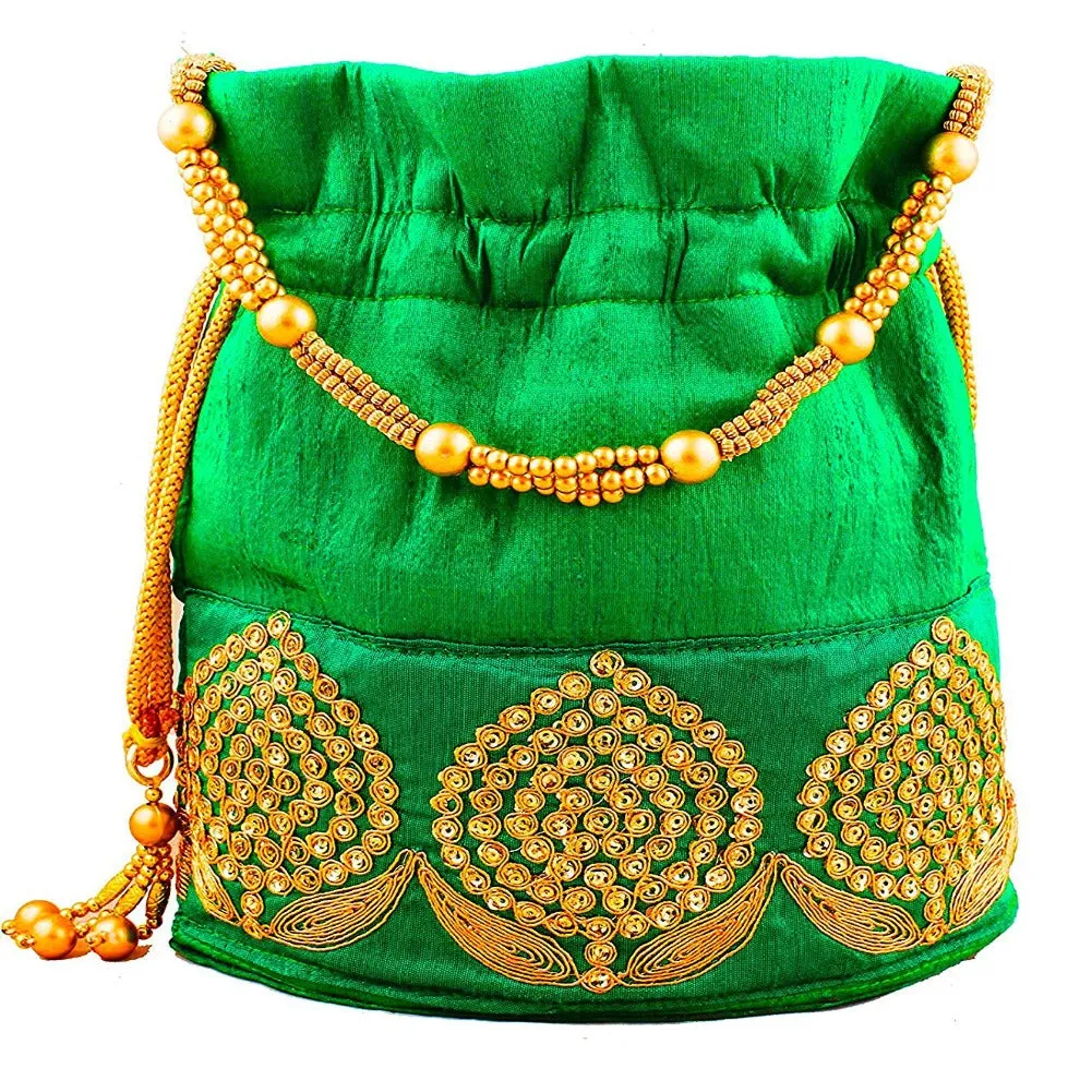 Rajasthani Potli Bag For Wedding Satchel Bag For Women And Girls Green