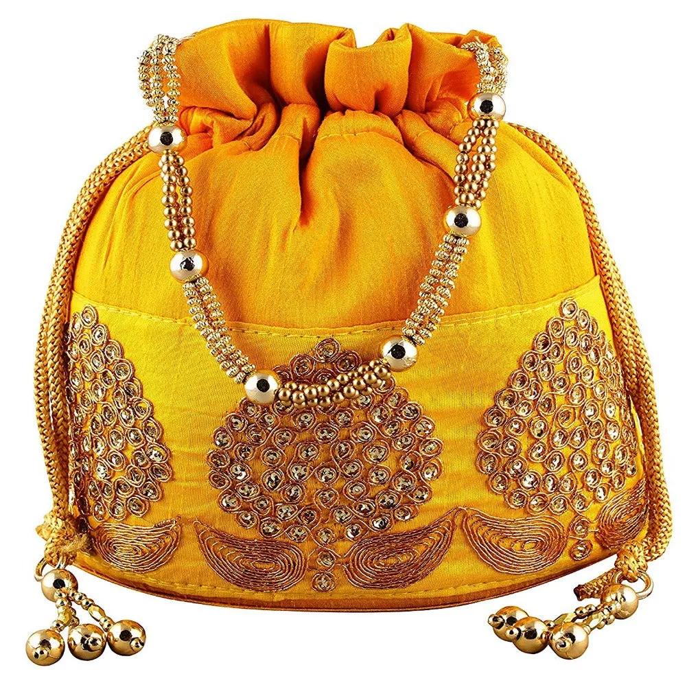 Rajasthani Potli Bag For Wedding Satchel Bag For Women And Girls Yellow