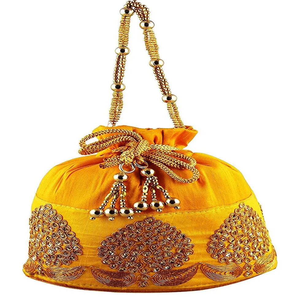 Rajasthani Potli Bag For Wedding Satchel Bag For Women And Girls Yellow
