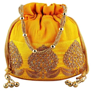 Rajasthani Potli Bag For Wedding Satchel Bag For Women And Girls Yellow