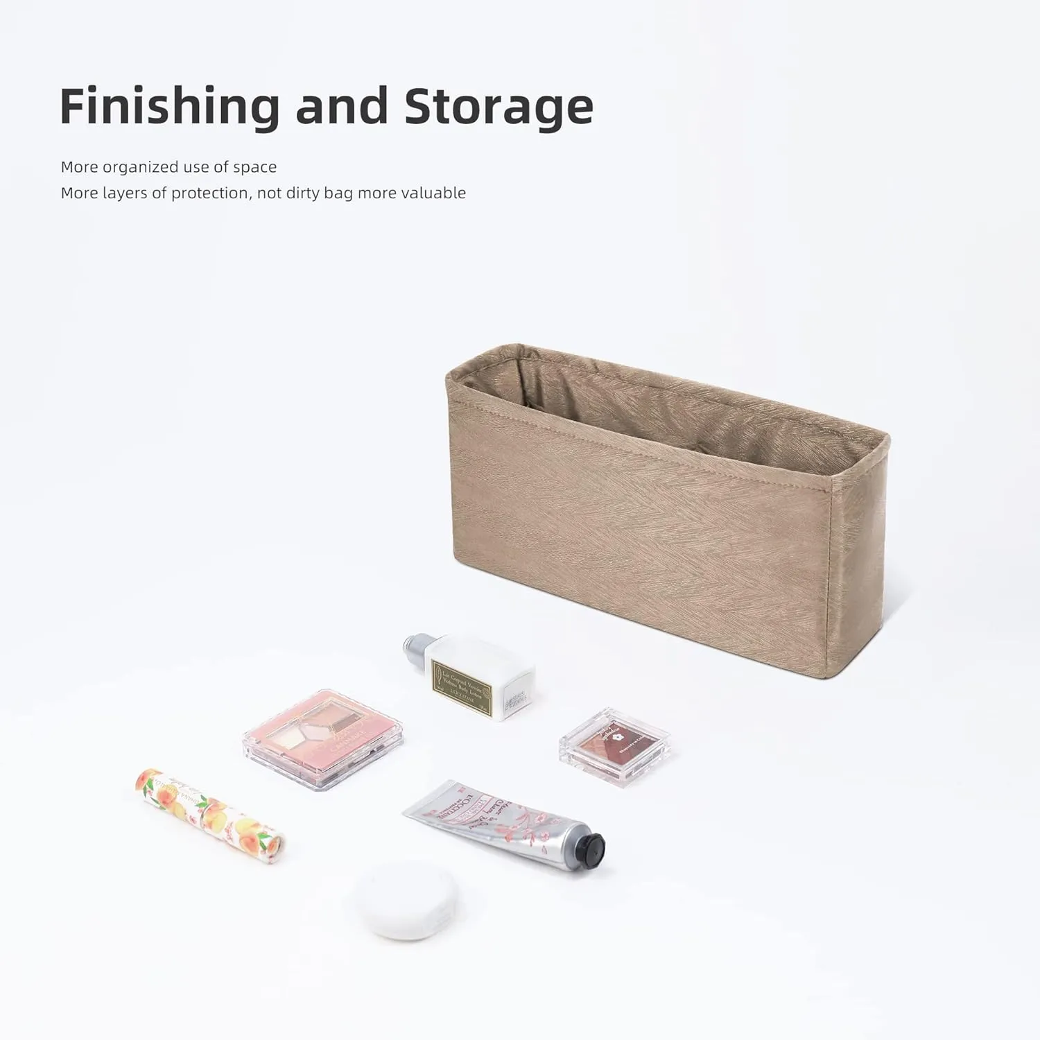 Rayon Purse Organizer Insert, unique pattern Bag organizer, bag in bag for luxury bags, fit Chanel 22bag(22bag Medium, Grey Tea)
