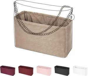 Rayon Purse Organizer Insert, unique pattern Bag organizer, bag in bag for luxury bags, fit Chanel 22bag(22bag Medium, Grey Tea)