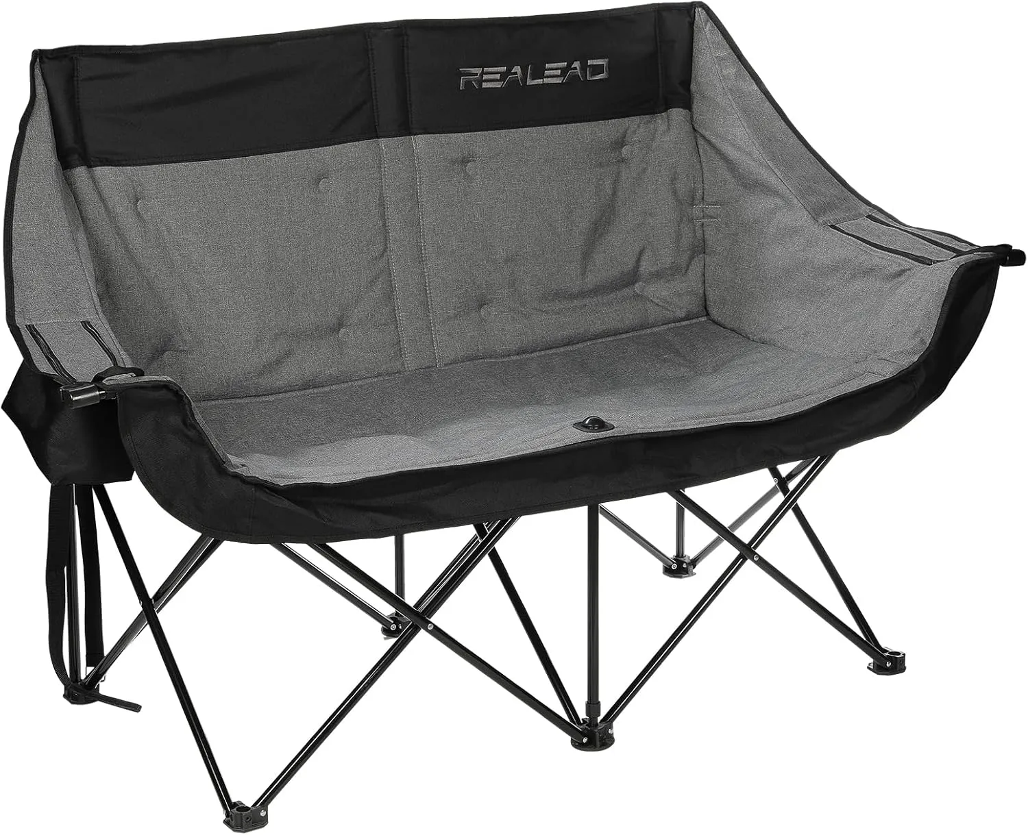 REALEAD Double Camping Chair - Oversized Camping Loveseat for Adults Two Person Support 650 lbs - Heavy Duty Folding Camp Chair with Cooler Bags for Outdoor Sports Beach
