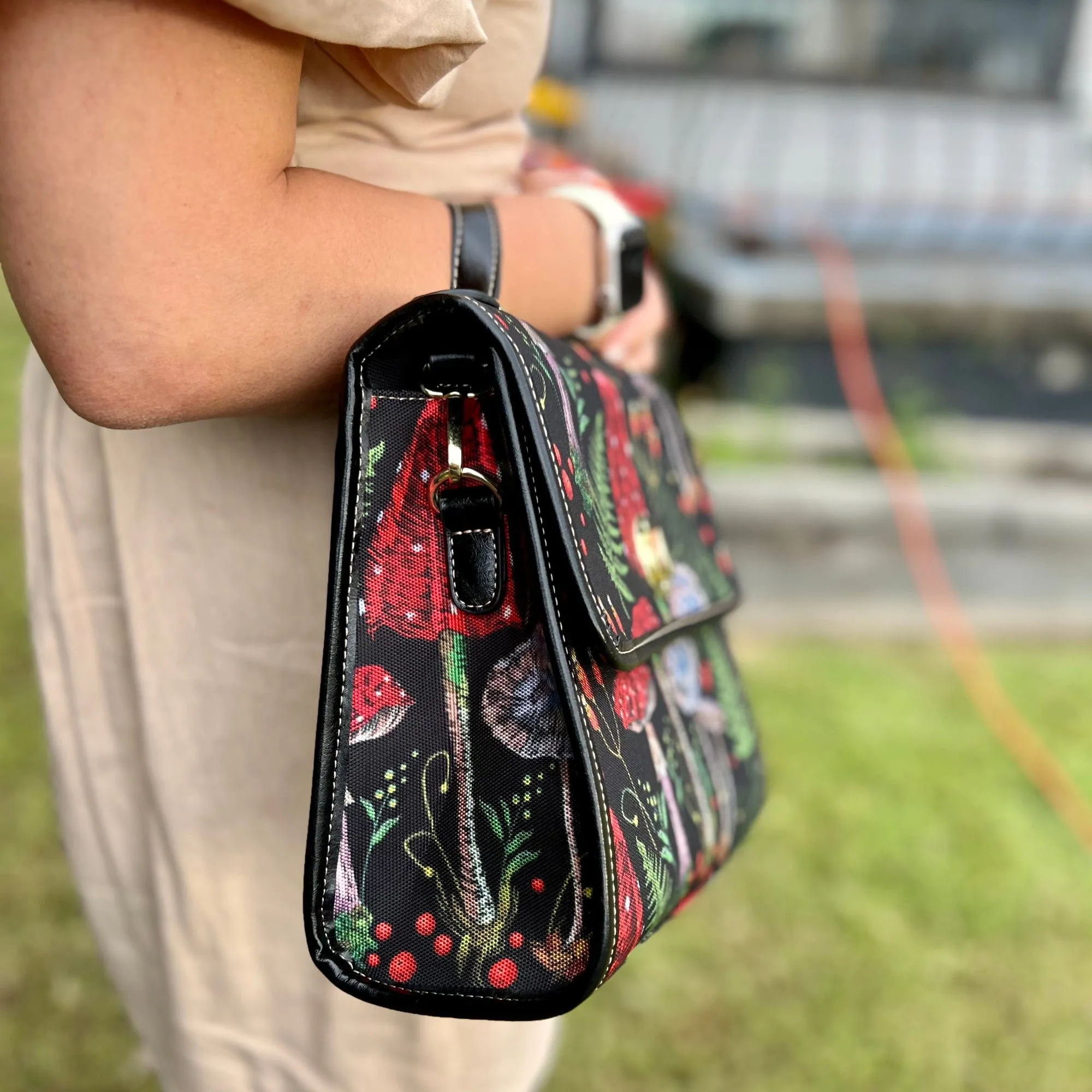 Red Mushrooms | Canvas Satchel Bag