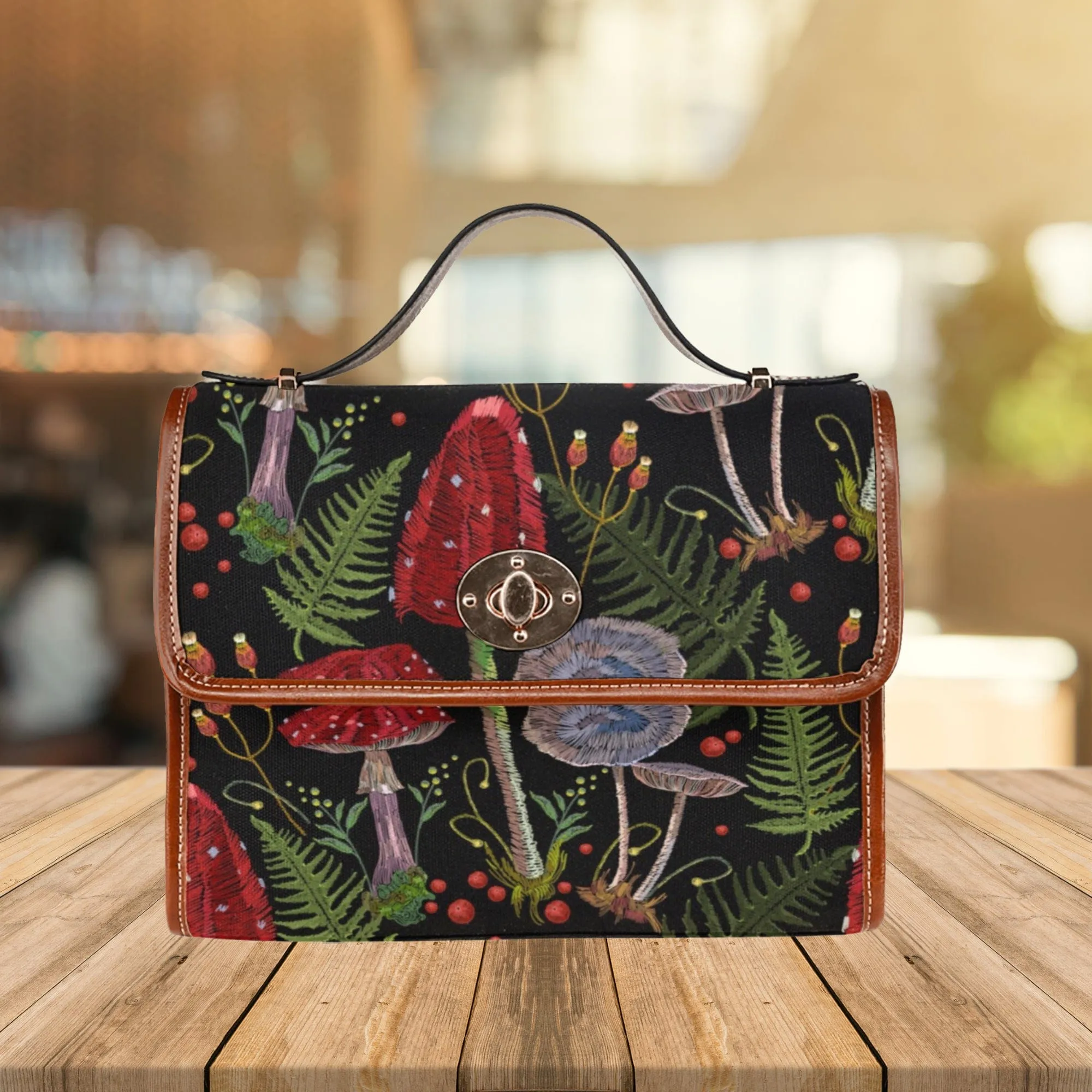 Red Mushrooms | Canvas Satchel Bag