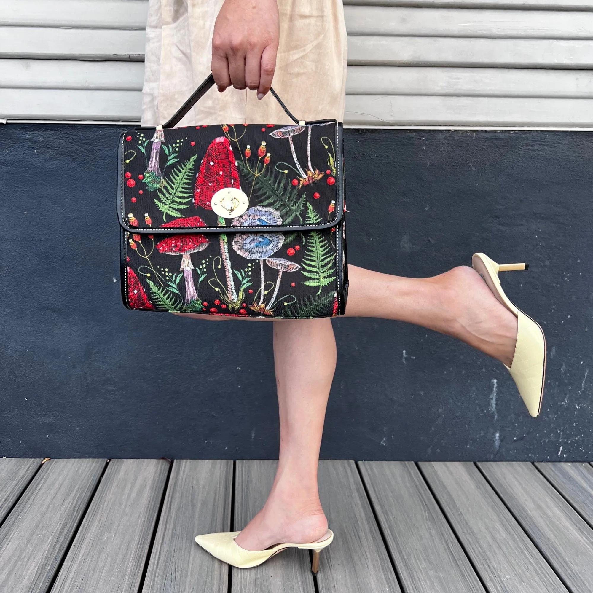 Red Mushrooms | Canvas Satchel Bag