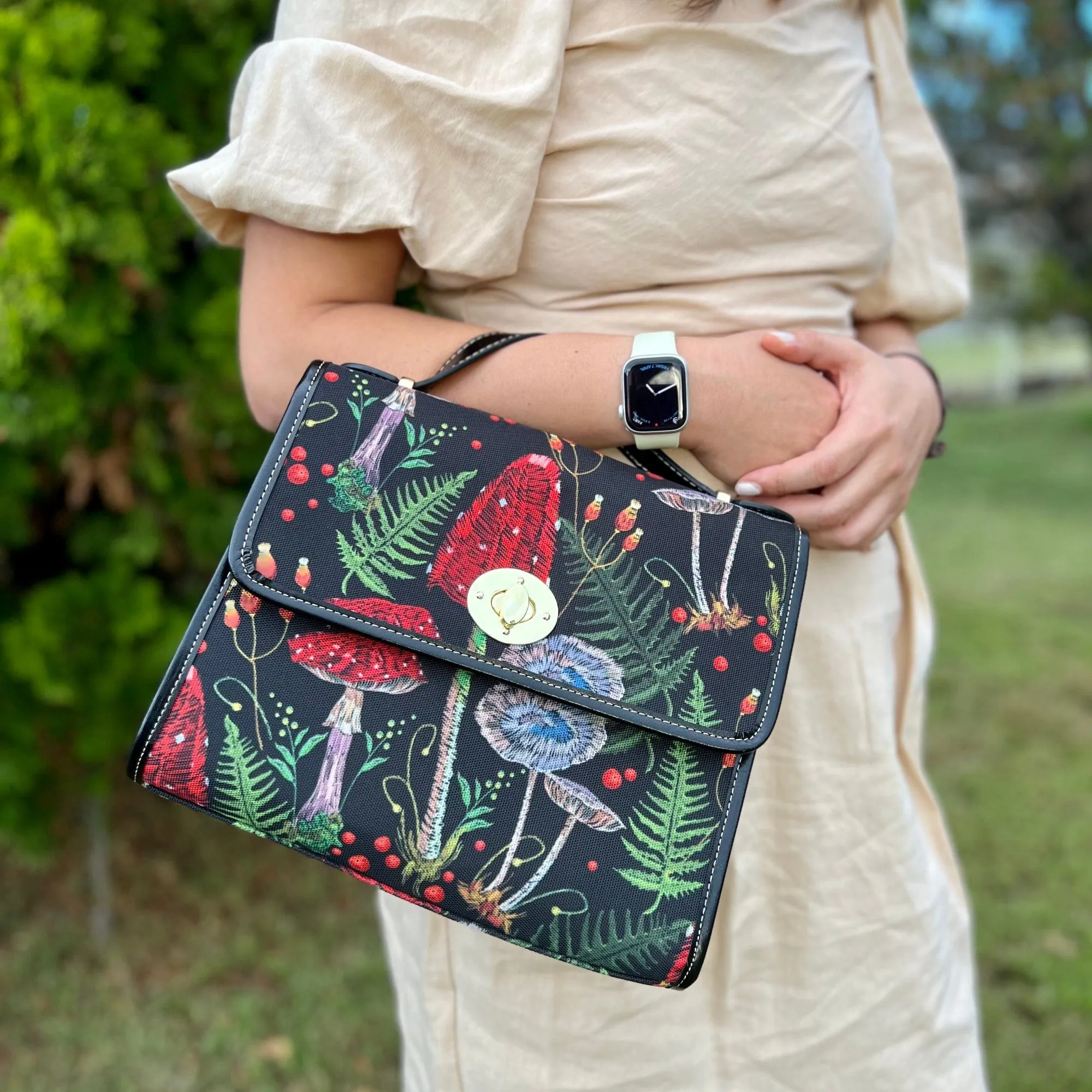 Red Mushrooms | Canvas Satchel Bag