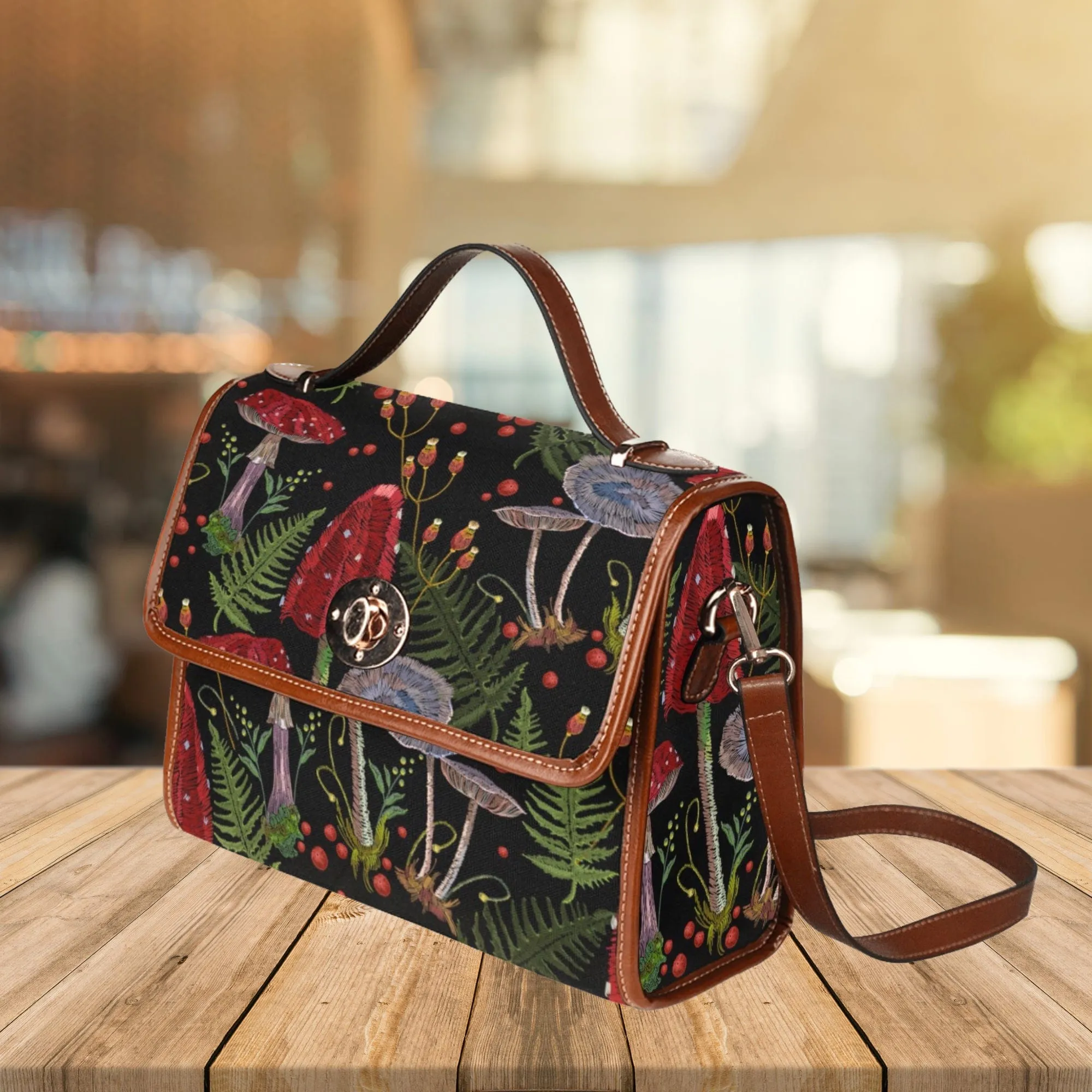 Red Mushrooms | Canvas Satchel Bag