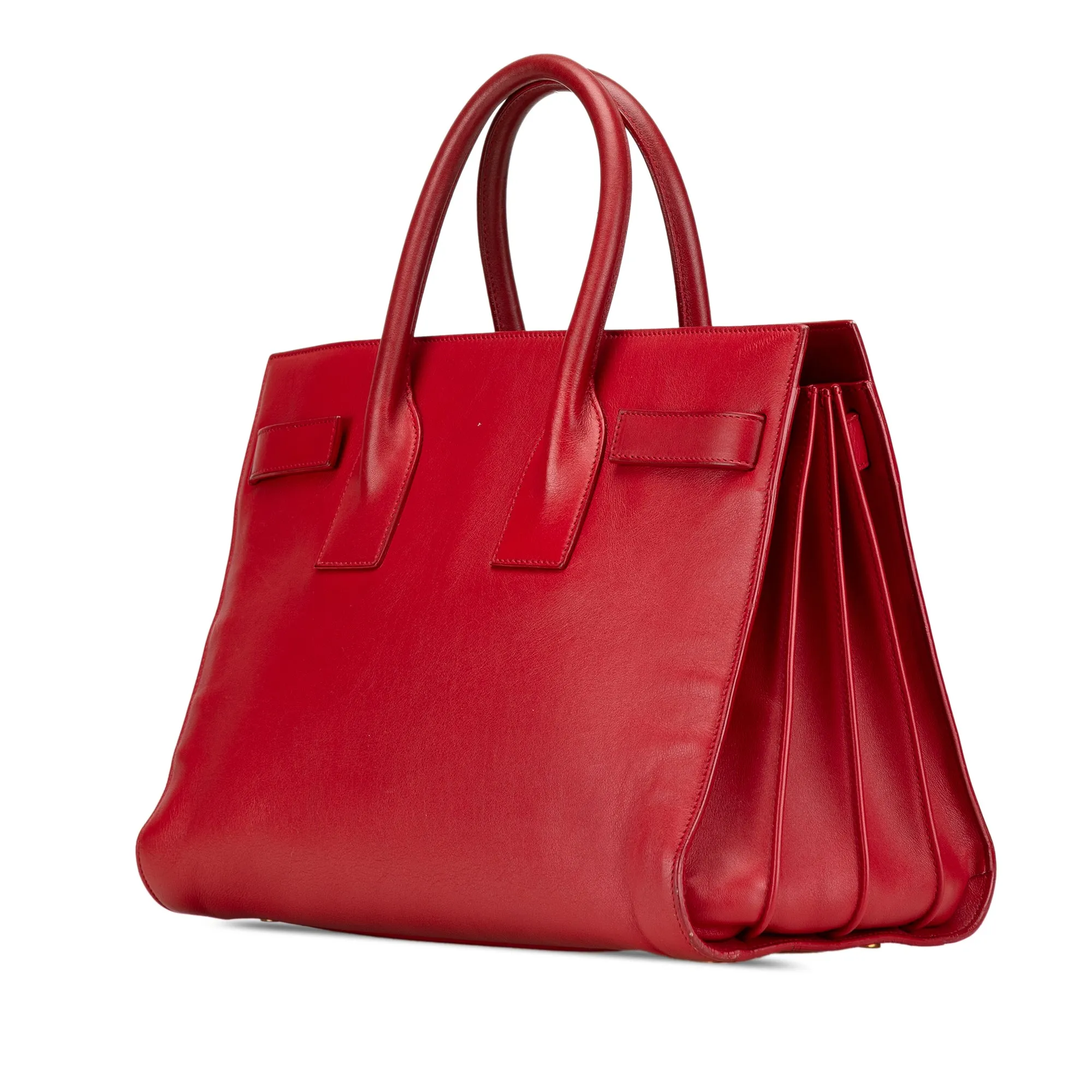 Red Saint Laurent Small Leather Sac De Jour Satchel