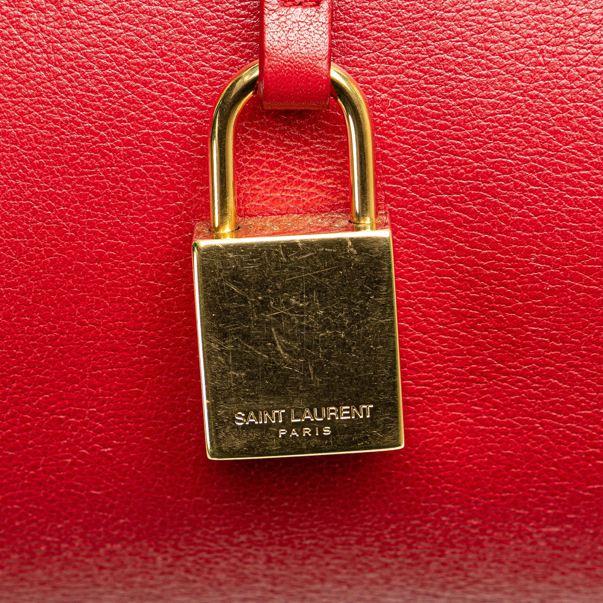 Red Saint Laurent Small Leather Sac De Jour Satchel