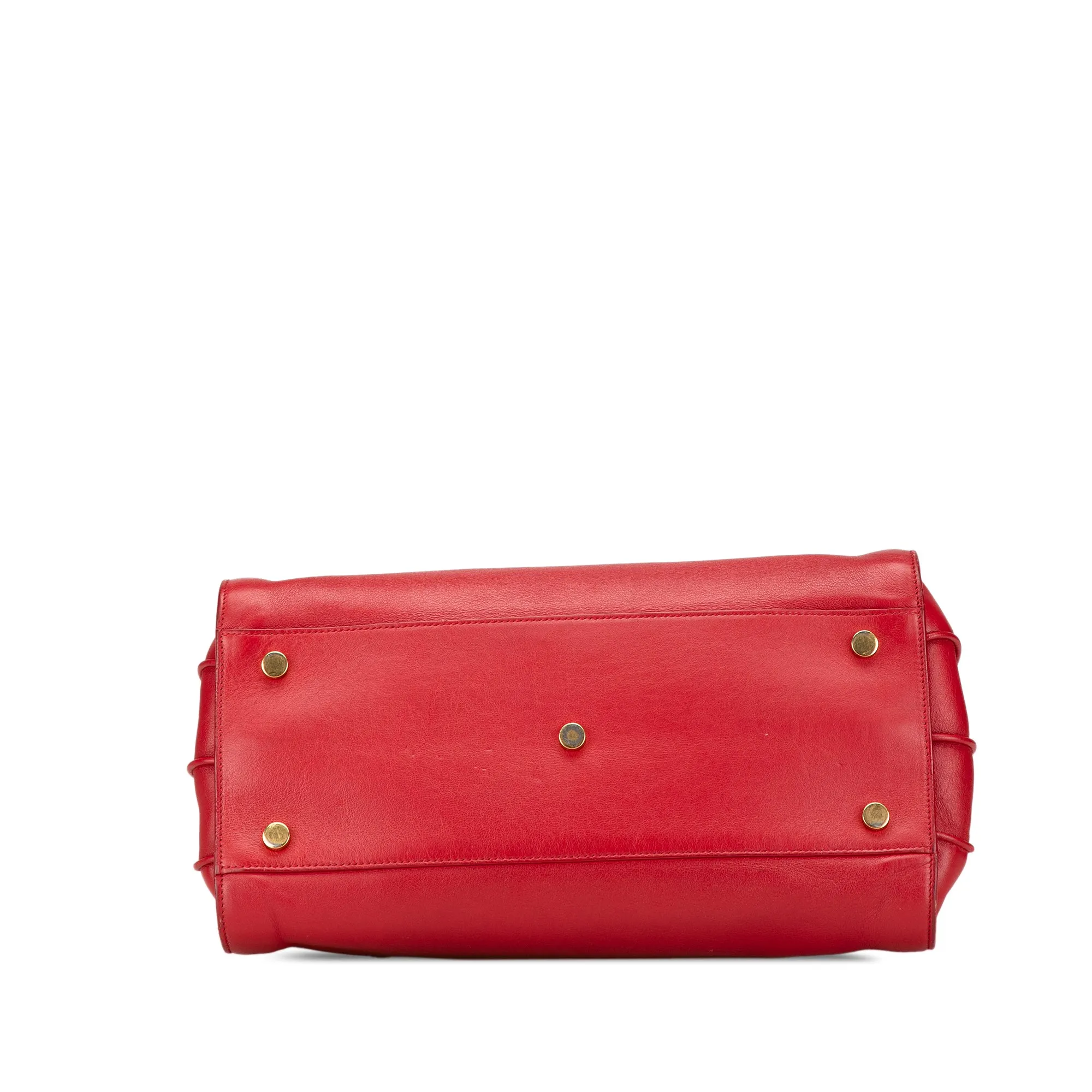 Red Saint Laurent Small Leather Sac De Jour Satchel