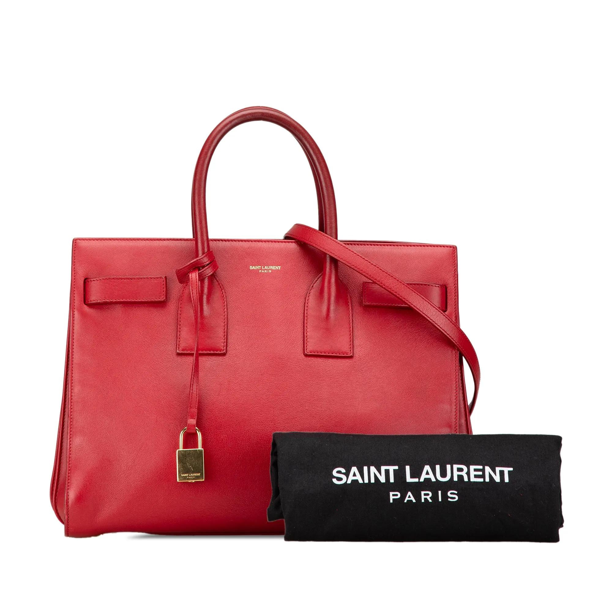 Red Saint Laurent Small Leather Sac De Jour Satchel