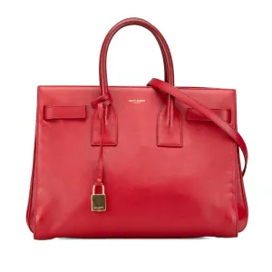 Red Saint Laurent Small Leather Sac De Jour Satchel