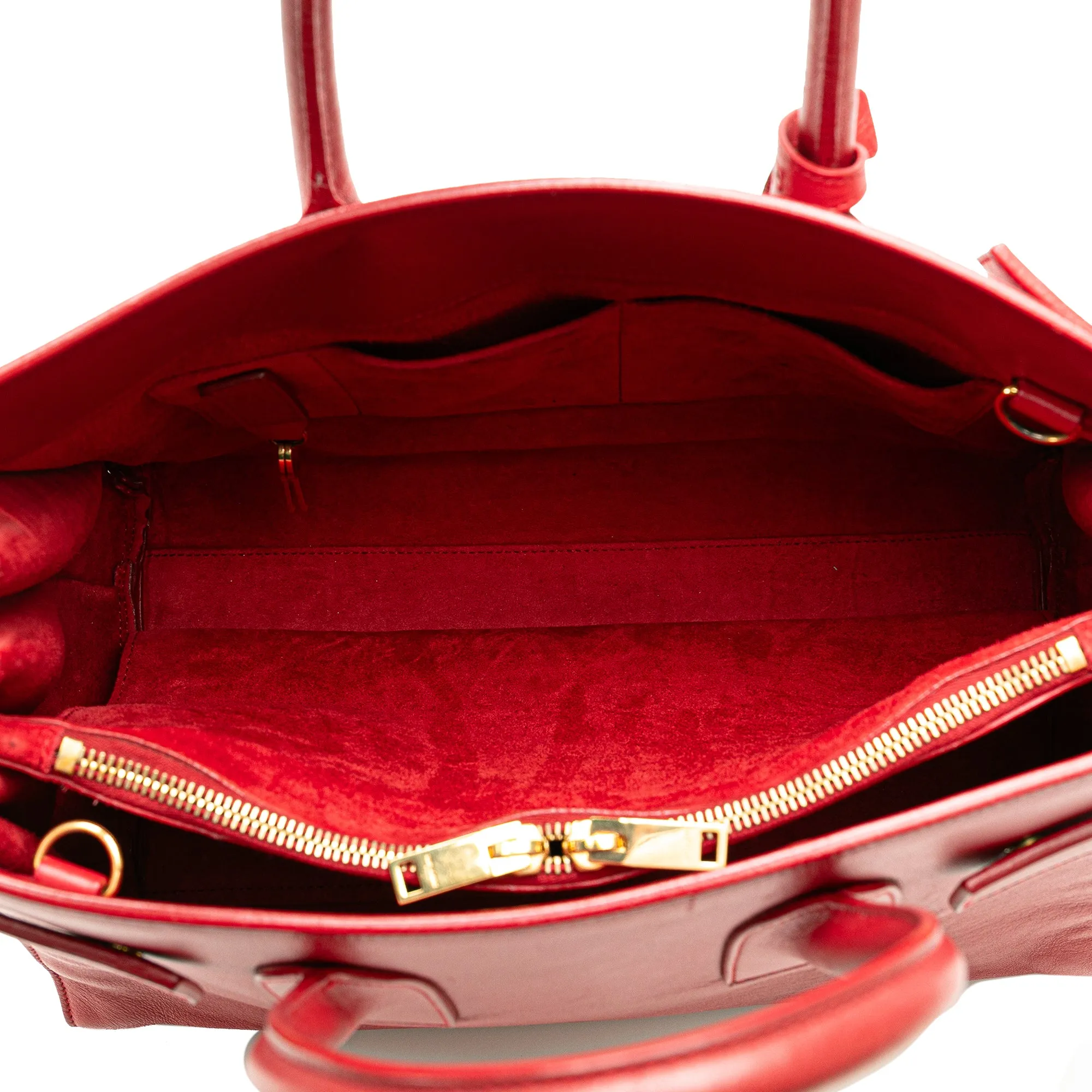 Red Saint Laurent Small Leather Sac De Jour Satchel
