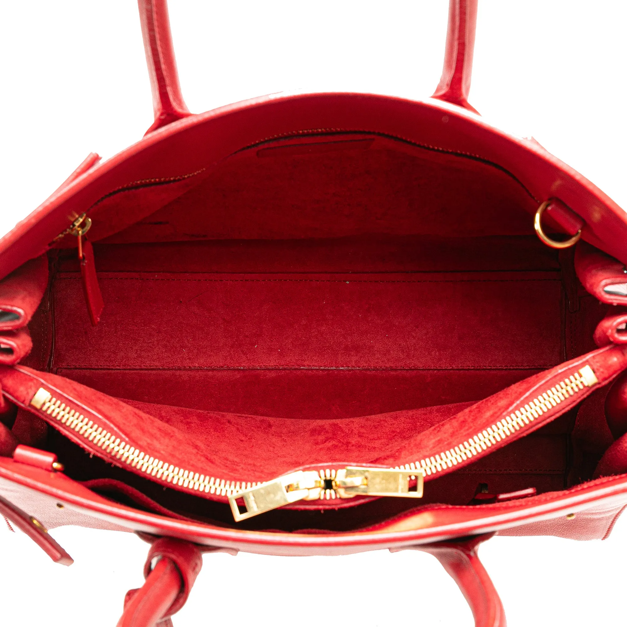 Red Saint Laurent Small Leather Sac De Jour Satchel