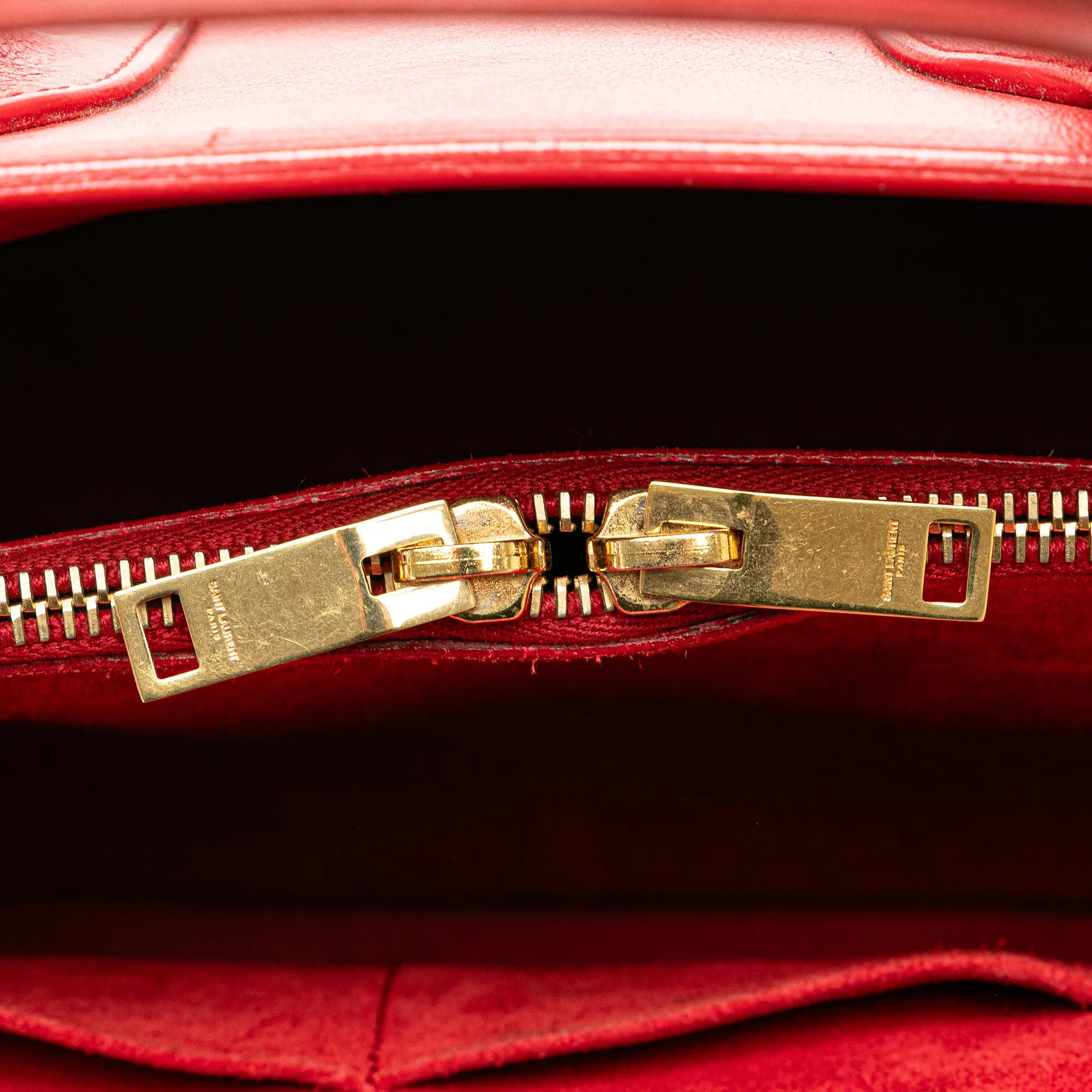 Red Saint Laurent Small Leather Sac De Jour Satchel