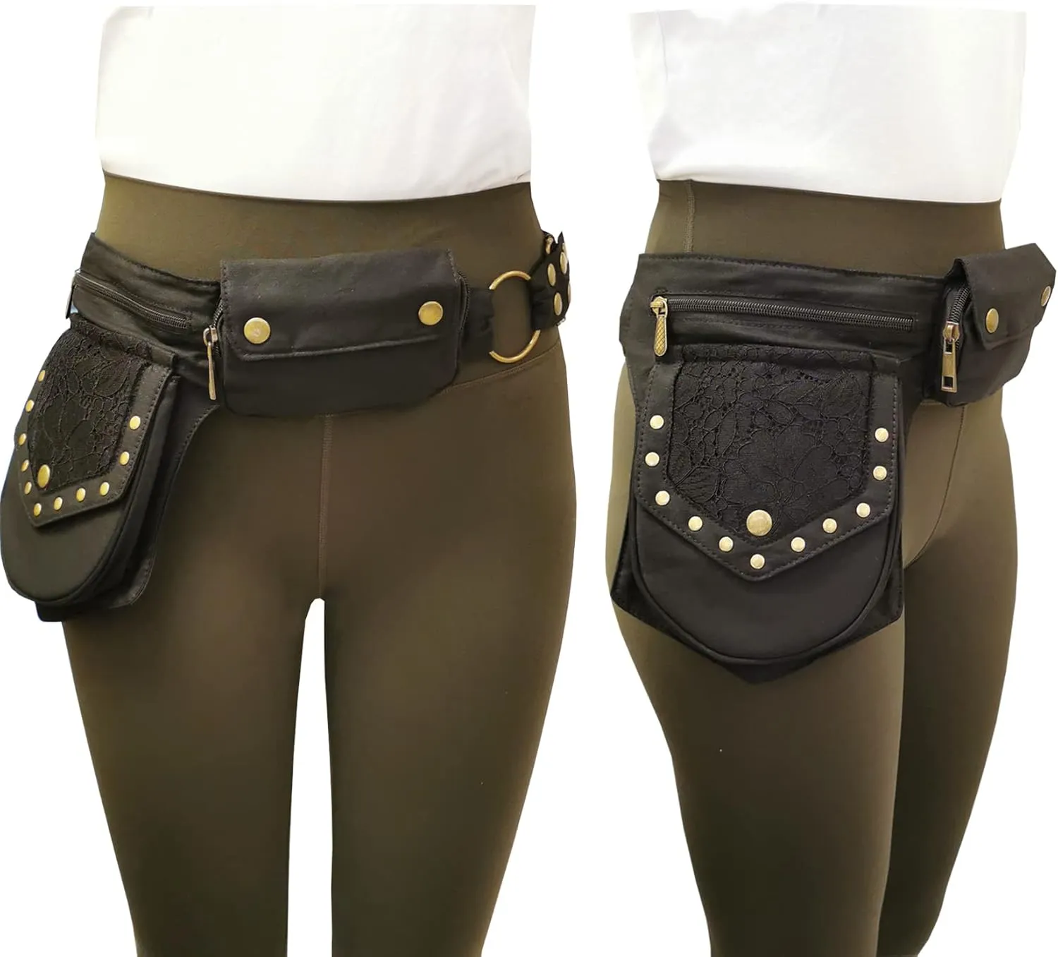 Renaissance Waist Bag for Women - Lace Thigh Hip Bag in Black