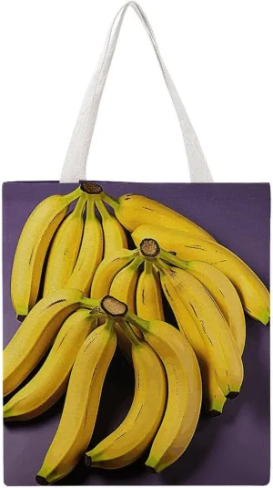 Reusable Grocery Bags Unique Banana Fruit Shopping Bag Lightweight Shoulder Bags Large Tote Bag for Travel Work Handbag
