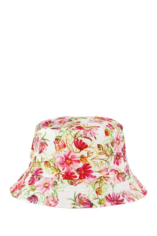 Reversible Floral Print Bucket Hat