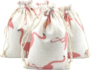 RIGHTA TECH Flamingo Party Favor Bags,Tropical Luau Party Drawstring Gift Treat Bag, Flamingo Party Favor Bag for Flamingo Luau Party,Baby Shower,Birthday Party Supplies