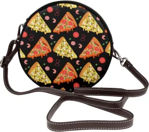 Round Faux Leather Crossbody Shoulder Sling Bag for Women