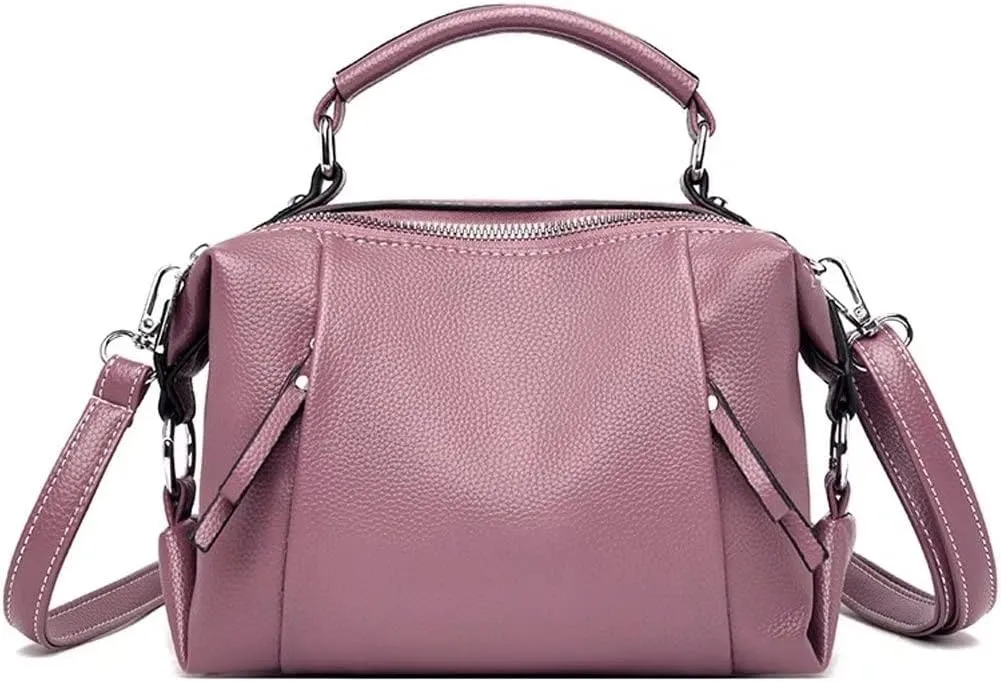 ROUROU Boston Bag for Women Top Handle Handbag Large Capacity Shoulder Bag Leather Crossbody Bag Retro Purse