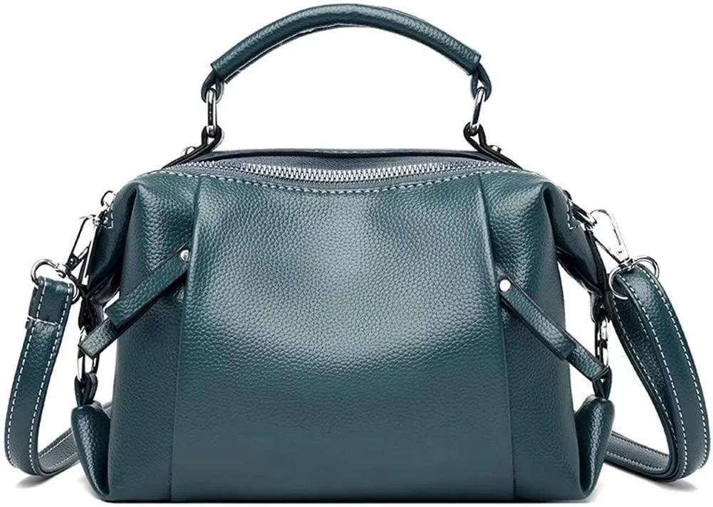 ROUROU Boston Bag for Women Top Handle Handbag Large Capacity Shoulder Bag Leather Crossbody Bag Retro Purse