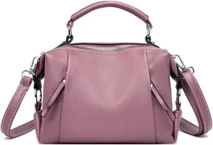 ROUROU Boston Bag for Women Top Handle Handbag Large Capacity Shoulder Bag Leather Crossbody Bag Retro Purse