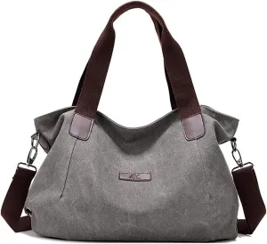 ROUROU Retro Shoulder Bag for Women Cotton Canvas Handbag Large Capacity Crossbody Bag Hobo Tote Bag Casual Satchel Purse